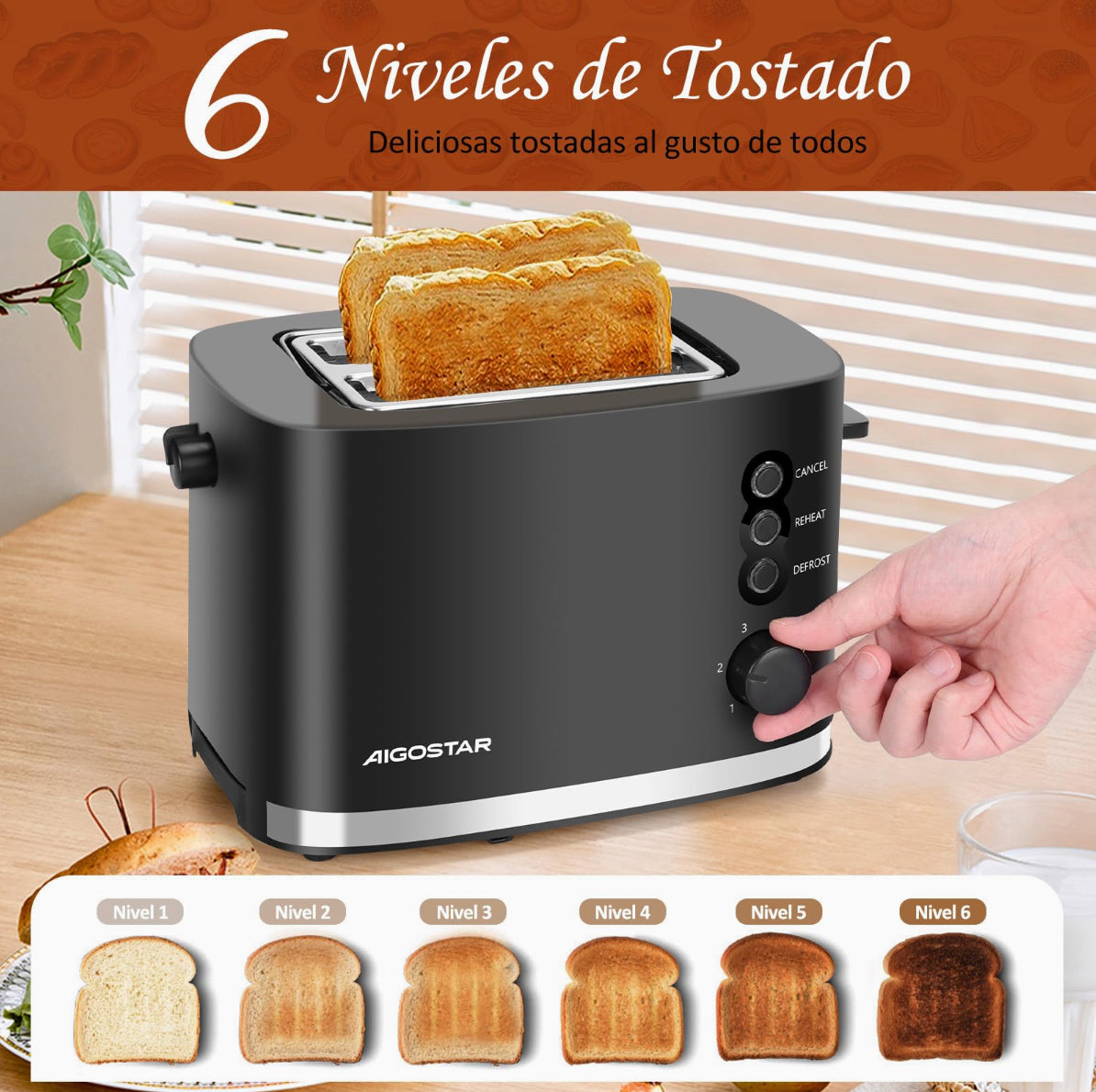 Tostadora con 2 Ranuras y 6 Niveles
